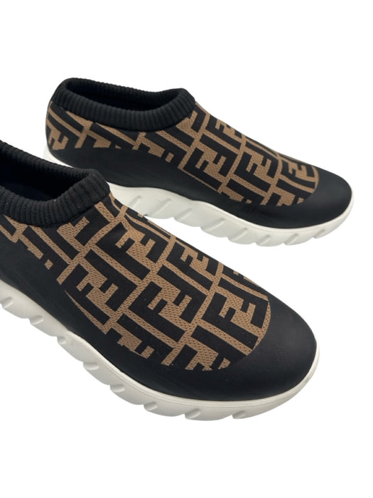 Fendi Shoe Size 9 Brown & Black Synthetic logo Sneaker Slip On Men's Shoes Brown & Black / 9
