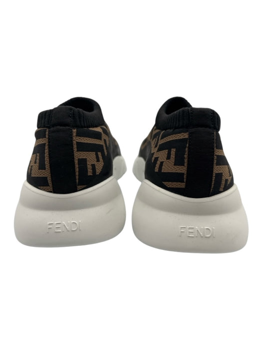 Fendi Shoe Size 9 Brown & Black Synthetic logo Sneaker Slip On Men's Shoes Brown & Black / 9