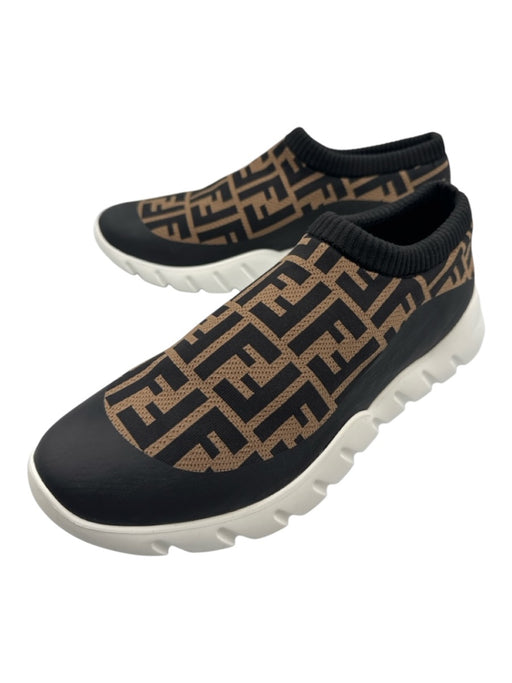 Fendi Shoe Size 9 Brown & Black Synthetic logo Sneaker Slip On Men's Shoes Brown & Black / 9