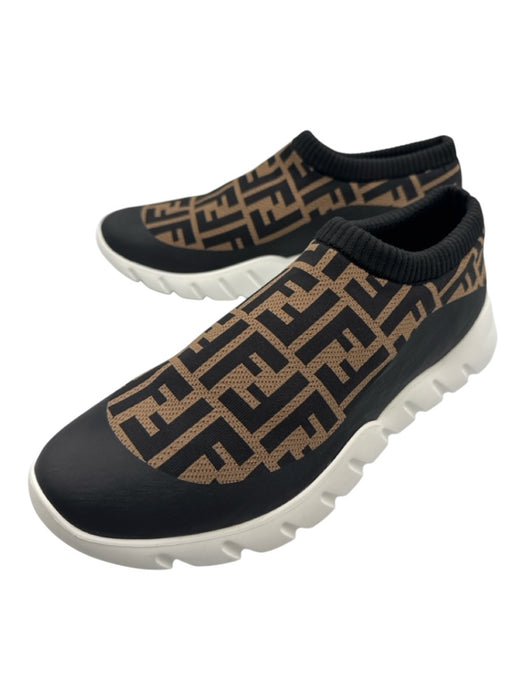 Fendi Shoe Size 9 Brown & Black Synthetic logo Sneaker Slip On Men's Shoes Brown & Black / 9