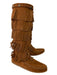 Minnetonka Shoe Size 7 Camel Brown Suede Fringe Inner Side Zip Moccasin Boots Camel Brown / 7