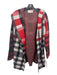 Field Flower Size XS Red, Gray & Black Wool Hood Open Front Checkered Cardigan Red, Gray & Black / XS