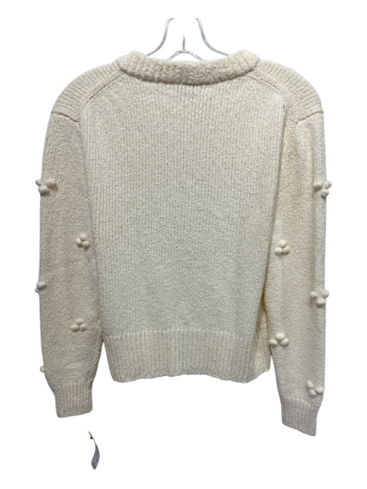 Madewell Size XS Cream Cotton Blend Pom Pom Ribbed Crew Neck Sweater Cream / XS