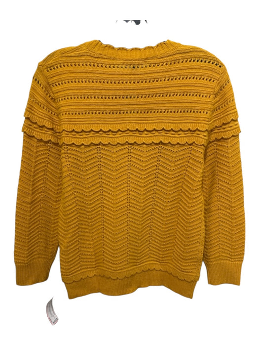 J Crew Size S Yellow Wool Blend Rib Knit Chevron Long Sleeve Top Yellow / S