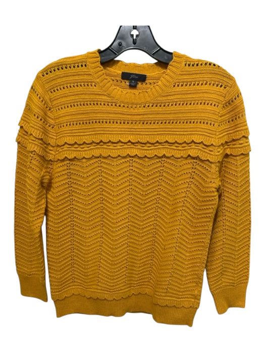 J Crew Size S Yellow Wool Blend Rib Knit Chevron Long Sleeve Top Yellow / S