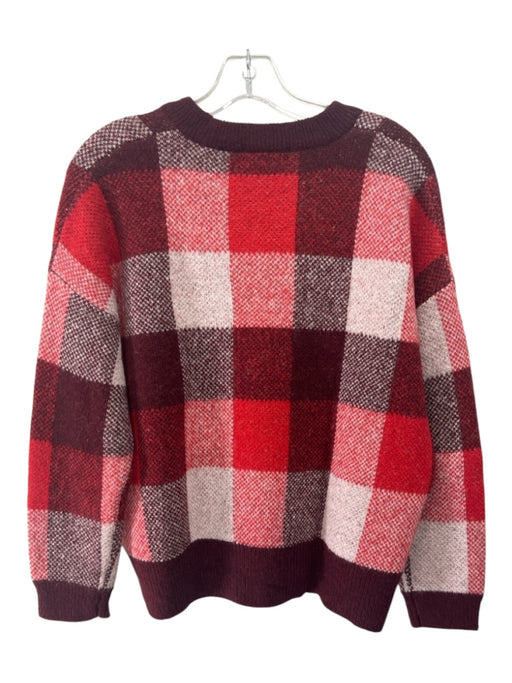 Madewell Size S Red Print Acrylic Blend Checkered Colorblock Sweater Red Print / S