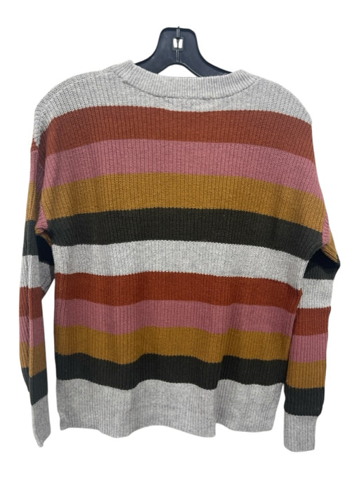 Madewell Size XS Gray & multi Cotton Blend Horizontal Stripes Pockets Sweater Gray & multi / XS