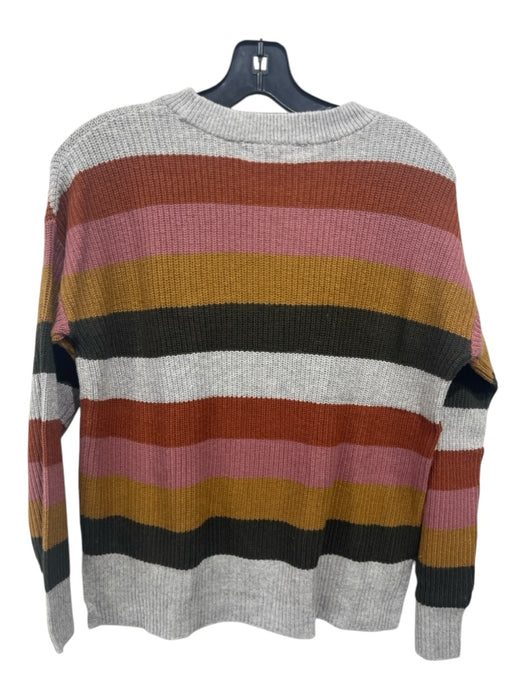 Madewell Size XS Gray & multi Cotton Blend Horizontal Stripes Pockets Sweater Gray & multi / XS