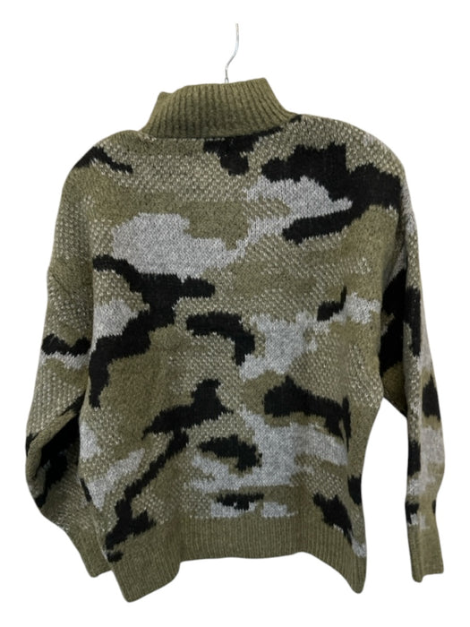 By Anthropologie Size XS Green & Gray Acrylic Blend Knit Camo Half Zip Sweater Green & Gray / XS