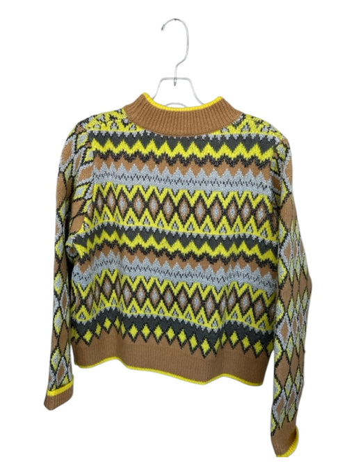 Zara Size M Yellow & Tan Polyester Blend Knit Metallic Long Sleeve Sweater Yellow & Tan / M