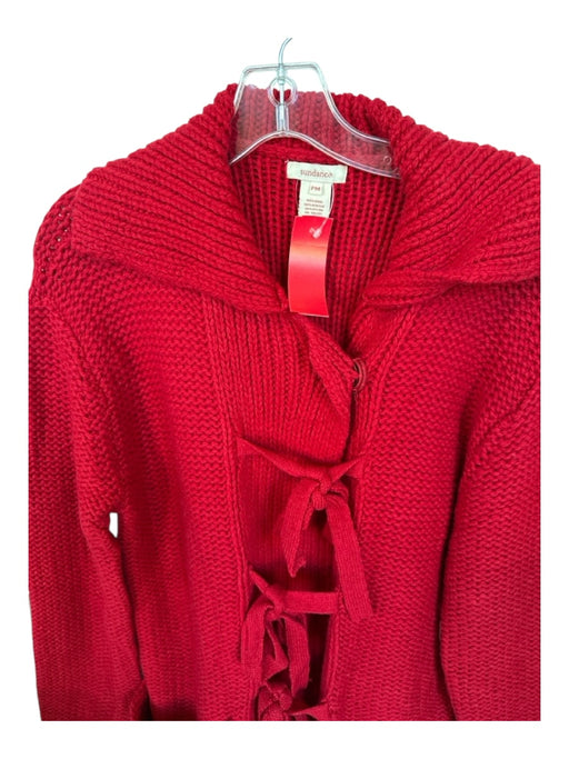 Sundance Size MP Red Wool Blend Chunky Knit Front bow Long Sleeve Sweater Red / MP