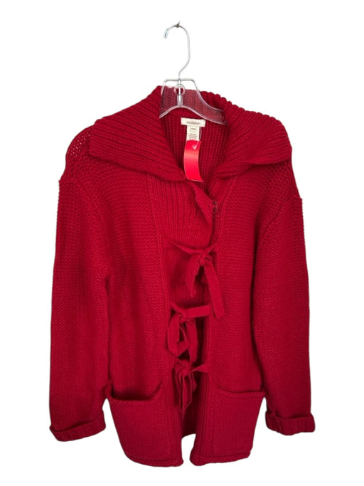 Sundance Size MP Red Wool Blend Chunky Knit Front bow Long Sleeve Sweater Red / MP