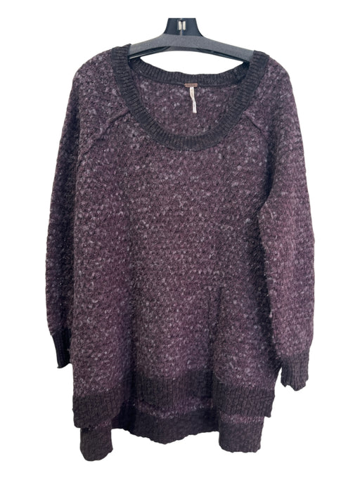 Free People Size Medium Purple Acrylic Blend Round Neck Long Sleeve Sweater Purple / Medium