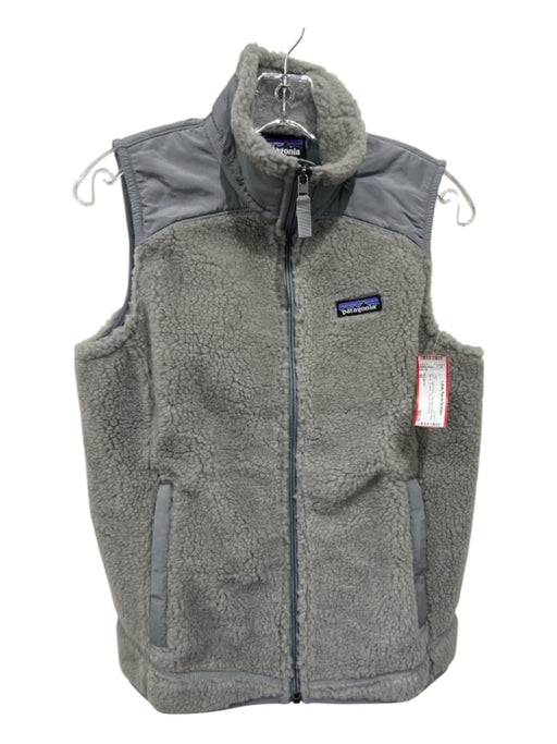 Patagonia Size M Light Gray Polyester Fabric Block Fleece pocket Zip Up Vest Light Gray / M