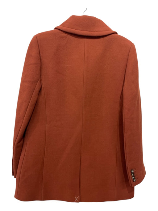 J Crew Size 6 Dark Orange Wool Blend Double Breast Peacoat Shoulder Pads Coat Dark Orange / 6