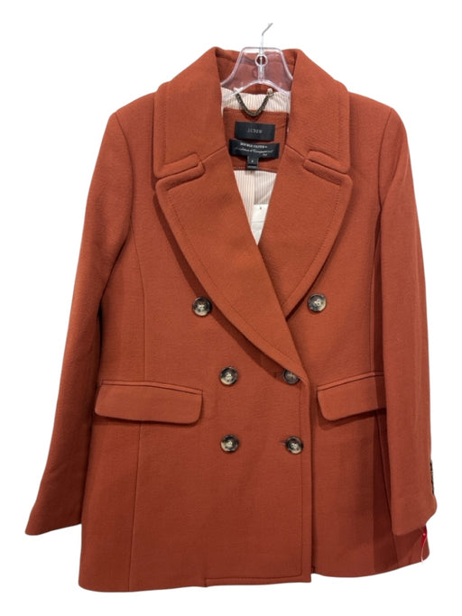 J Crew Size 6 Dark Orange Wool Blend Double Breast Peacoat Shoulder Pads Coat Dark Orange / 6