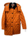 Burberry Size S Orange & Black Polyester Diamante Quilting Button Up Hood Coat Orange & Black / S