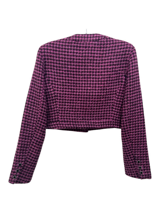 Zara Size S Pink, Purple & Black Poly Blend Button Up Shoulder Pads Jacket Pink, Purple & Black / S