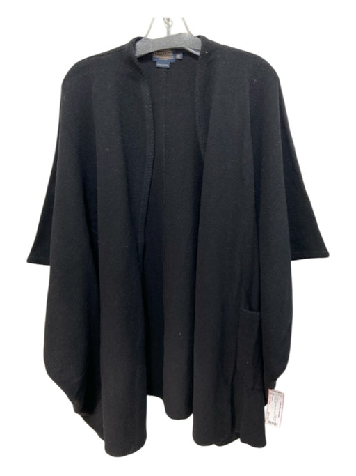 Pendleton Black Lambs Wool open frame Pockets Poncho Black / One Size