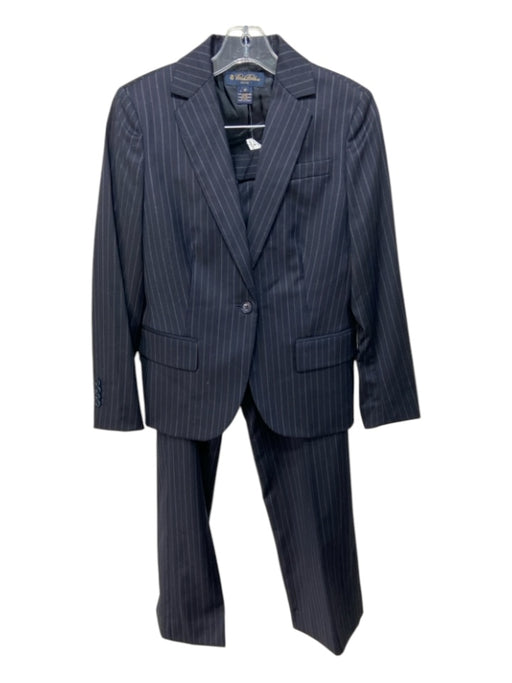 Brooks Brothers Size 4P Navy Blue Print Wool Vertical Pinstripe Blazer Pant Set Navy Blue Print / 4P