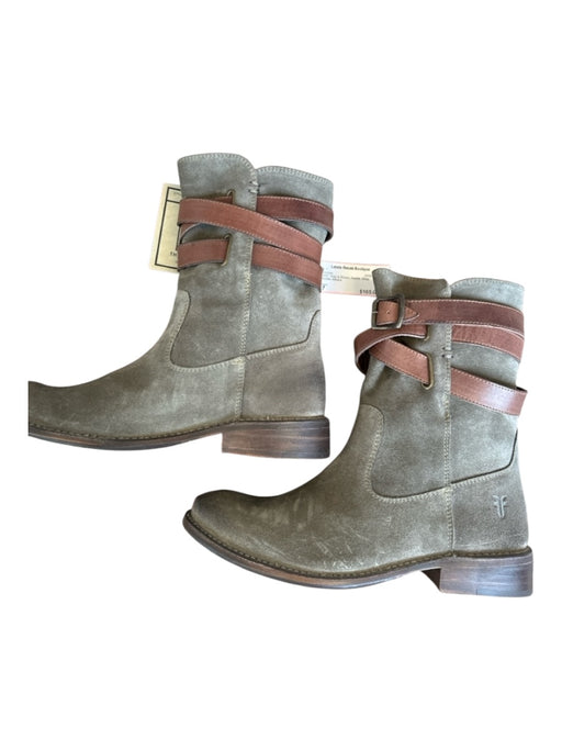 Frye Shoe Size 7 Gray & Brown Suede Wrap Buckle Booties Gray & Brown / 7