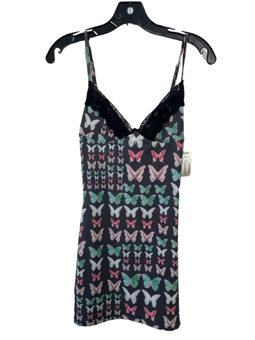 Omighty Size Small Black & Multi Cotton Blend Spaghetti Strap Butterflies Dress Black & Multi / Small