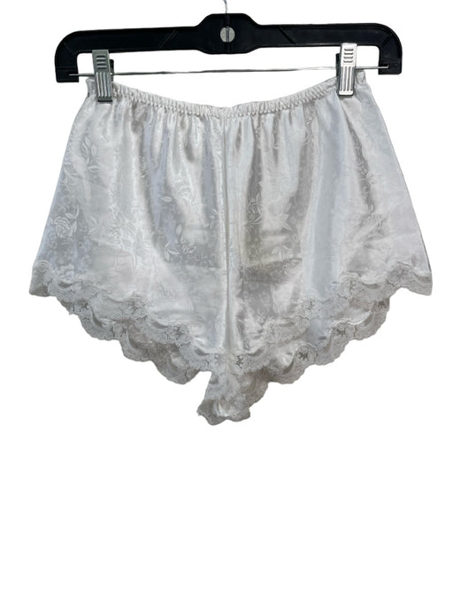 Christian Dior Size 5 White Polyester Elastic Waist Floral Lace Trim Shorts White / 5