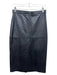 Firenze Size 12 Black Leather Back Zip Midi Skirt Black / 12