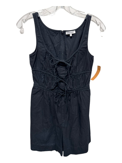 Rebecca Taylor Size S Black Missing Fabric Tie Front Back Zip Sleeveless Romper Black / S
