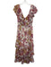 Wayf Size S Pink, Purple, yellow Polyester Ruffle Cap Sleeve Floral Print Dress Pink, Purple, yellow / S