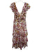 Wayf Size S Pink, Purple, yellow Polyester Ruffle Cap Sleeve Floral Print Dress Pink, Purple, yellow / S