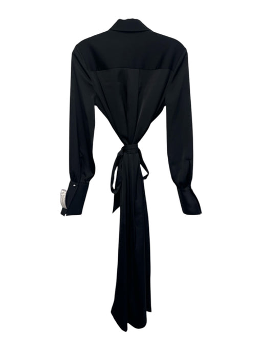 Rag & Bone Size XS Black Polyester Satin Long Sleeve Breast Pockets Maxi Dress Black / XS