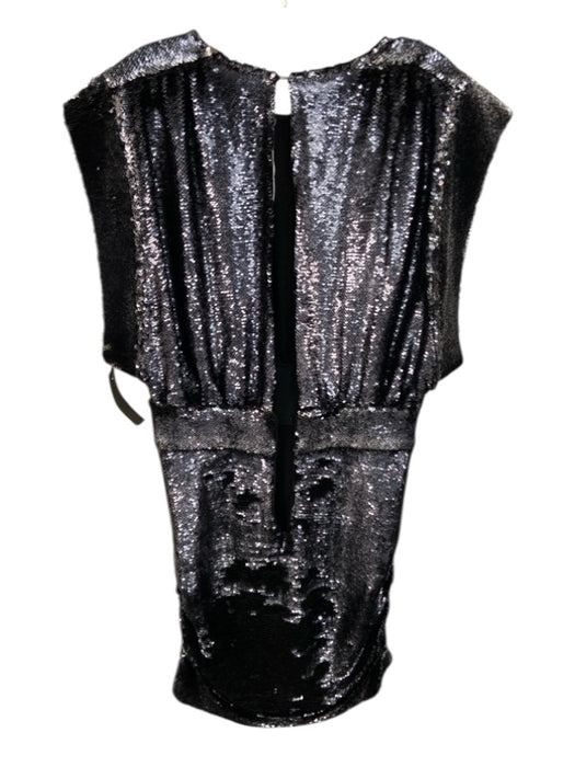 IRO Size 38 Dark Gray Polyester Cap Sleeve Sequin Open Back Knee length Dress Dark Gray / 38