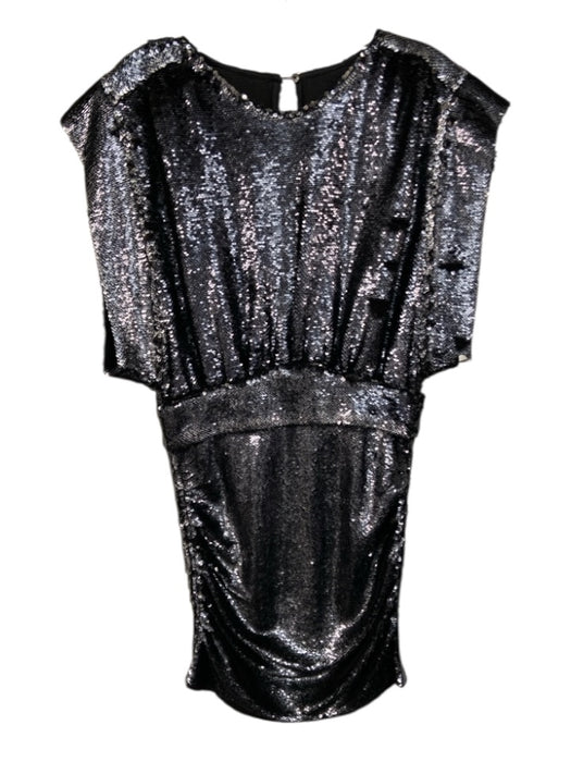 IRO Size 38 Dark Gray Polyester Cap Sleeve Sequin Open Back Knee length Dress Dark Gray / 38