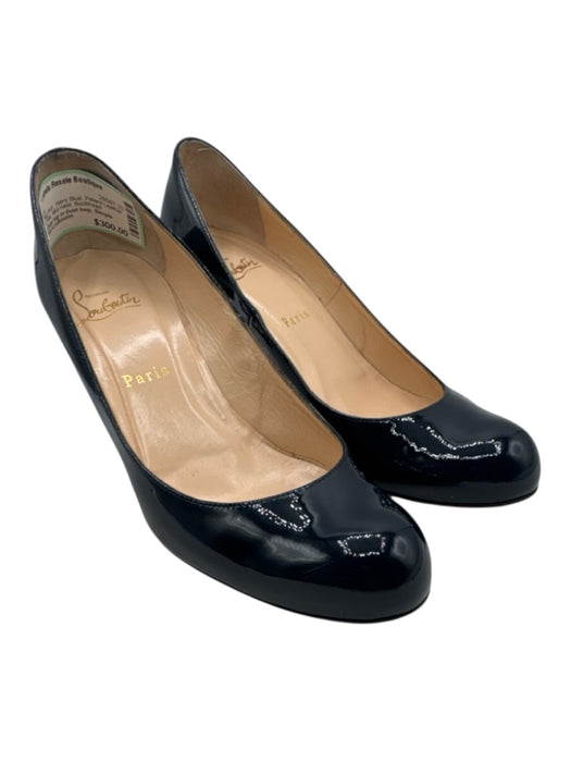 Christian Louboutin Shoe Size 38 Navy Blue Patent Leather Round Toe Pumps Navy Blue / 38