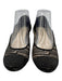 Chanel Shoe Size 38.5 Black Leather & Textile Round Toe Lace Faux Pearl Flats Black / 38.5