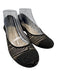 Chanel Shoe Size 38.5 Black Leather & Textile Round Toe Lace Faux Pearl Flats Black / 38.5