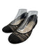 Chanel Shoe Size 38.5 Black Leather & Textile Round Toe Lace Faux Pearl Flats Black / 38.5