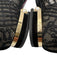 Chanel Shoe Size 38.5 Black Leather & Textile Round Toe Lace Faux Pearl Flats Black / 38.5