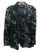 Giorgio Armani Size 48 Green & Navy Silk & Linen Crochet Lace Abstract Jacket Green & Navy / 48