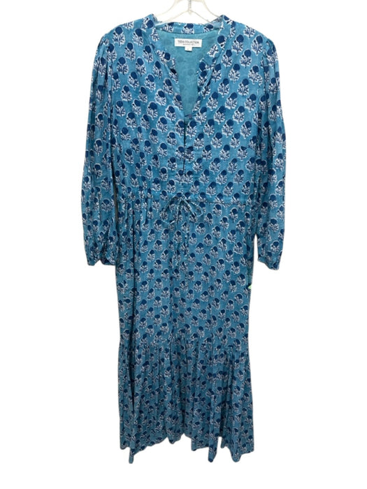 India Collection Emerson Fry Size L Blue Print Cotton floral print Dress Blue Print / L