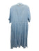Becasa Size L/XL White & Blue Polyester Abstract Button Down Short Sleeve Dress White & Blue / L/XL