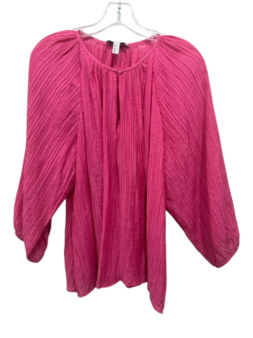 COS Size 8 Pink Missing Fabric Tag Front Keyhole Crinkle Long Sleeve Top Pink / 8