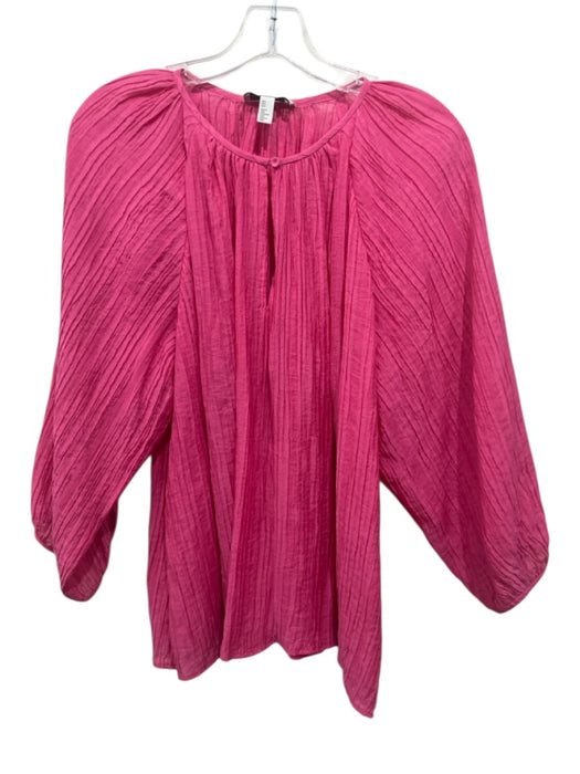 COS Size 8 Pink Missing Fabric Tag Front Keyhole Crinkle Long Sleeve Top Pink / 8