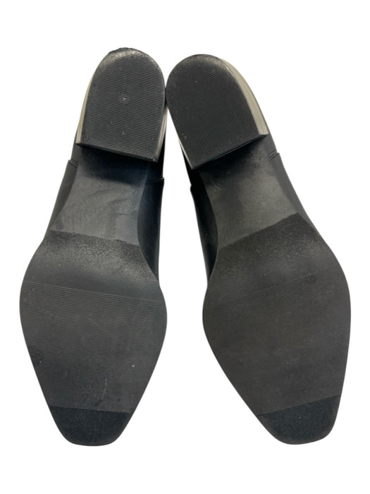 Open Edit Shoe Size 11 Black Leather Stacked Heel Ankle Elastic Booties Black / 11