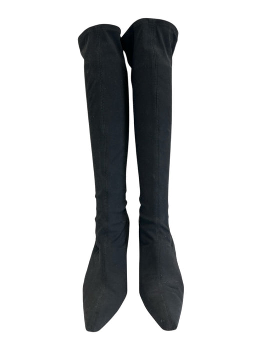 Gucci Shoe Size 10.5 Black Fabric Spandex Kitten Heel Pointed Toe Boots Black / 10.5