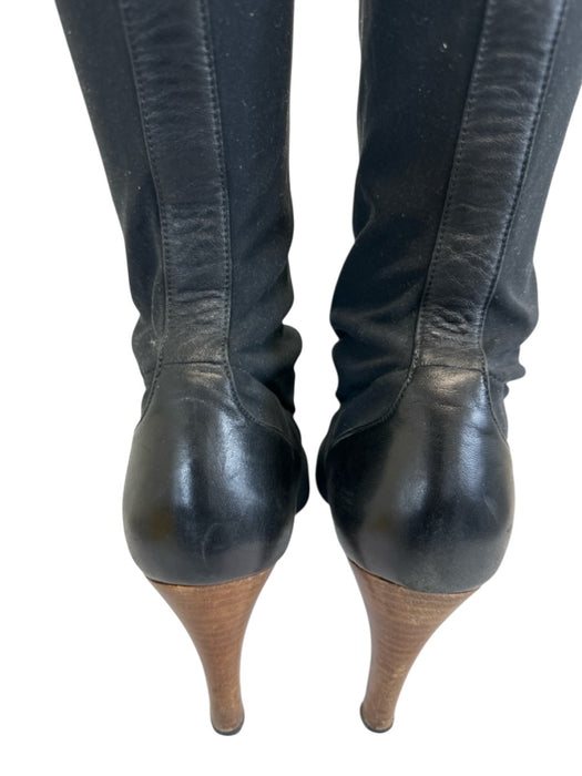 Gucci Shoe Size 10.5 Black Fabric Spandex Kitten Heel Pointed Toe Boots Black / 10.5