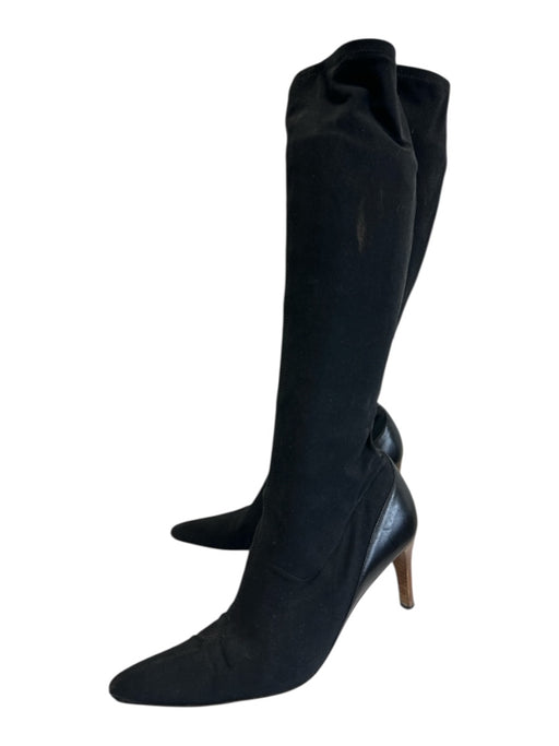 Gucci Shoe Size 10.5 Black Fabric Spandex Kitten Heel Pointed Toe Boots Black / 10.5