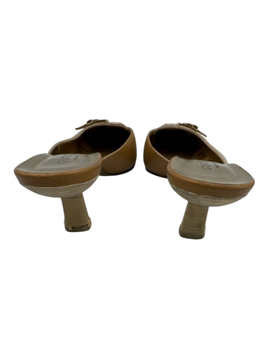Gucci Shoe Size 11 Tan & cream Leather Suede Kitten Heel Buckle Vintage Mules Tan & cream / 11