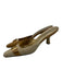 Gucci Shoe Size 11 Tan & cream Leather Suede Kitten Heel Buckle Vintage Mules Tan & cream / 11